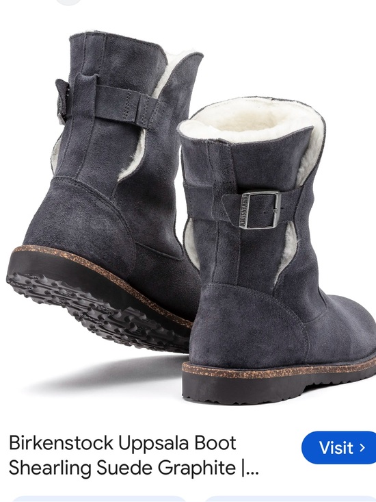 Birkenstock Shoes - Birkenstock Uppsala Shearling Suede Winter Boots in Graphite Gray.$200